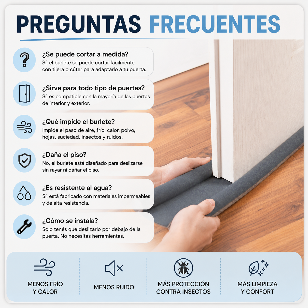 Preguntas frecuentes Pack x5 Burletes Bajo Puerta